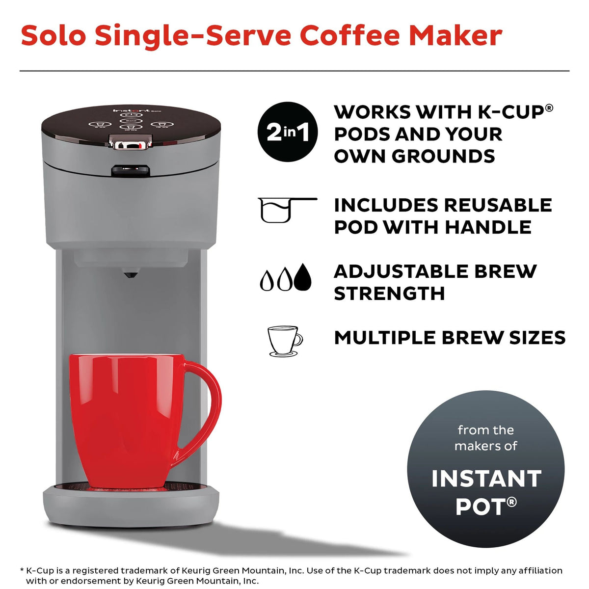 Instant Pot® Solo™ Single Serve Coffee Maker, Gray
